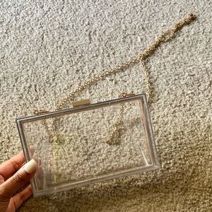 Gold tone Clear Clutch